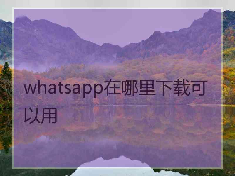 whatsapp在哪里下载可以用