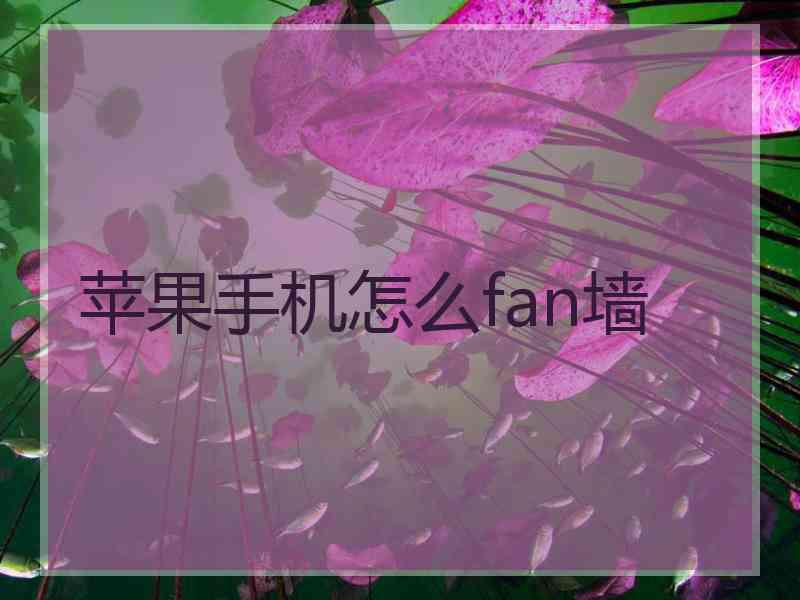 苹果手机怎么fan墙