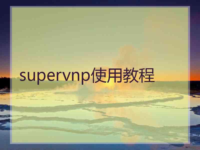 supervnp使用教程