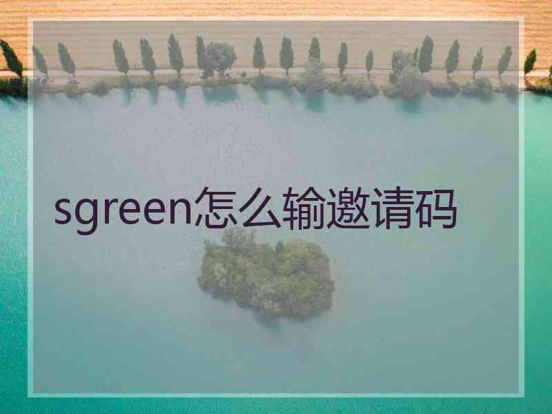 sgreen怎么输邀请码