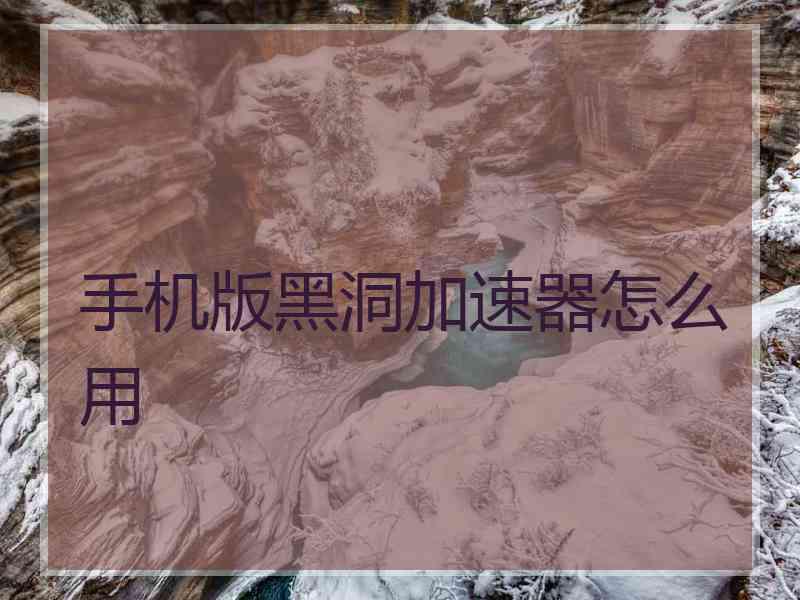 手机版黑洞加速器怎么用