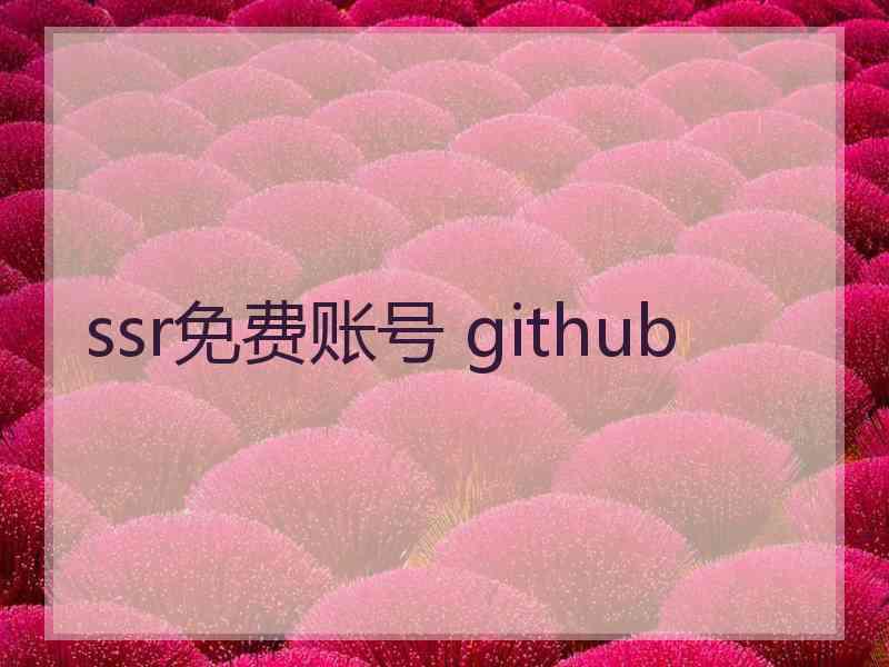 ssr免费账号 github